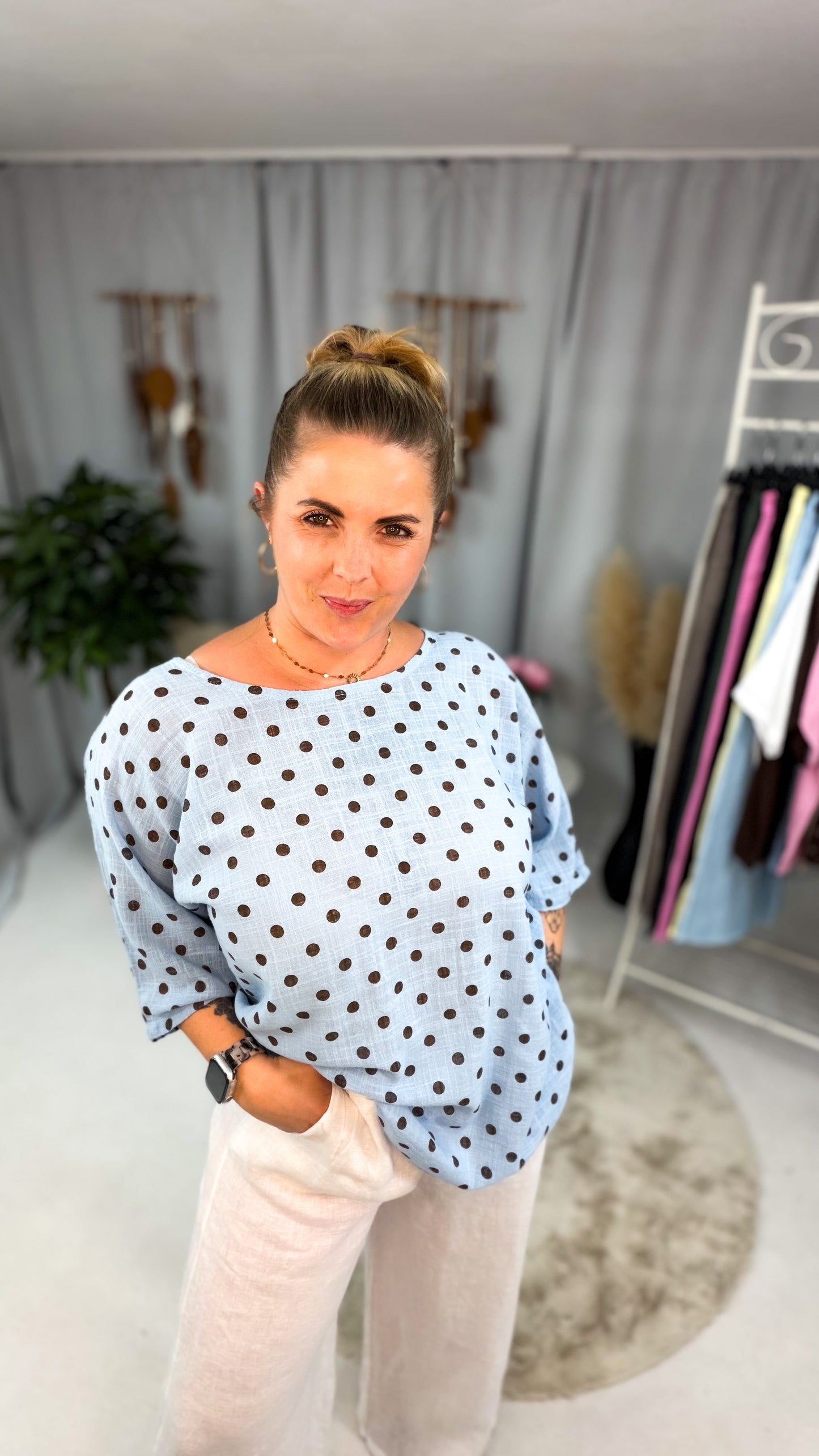Baumwolle Shirt mit Punkten (70237)