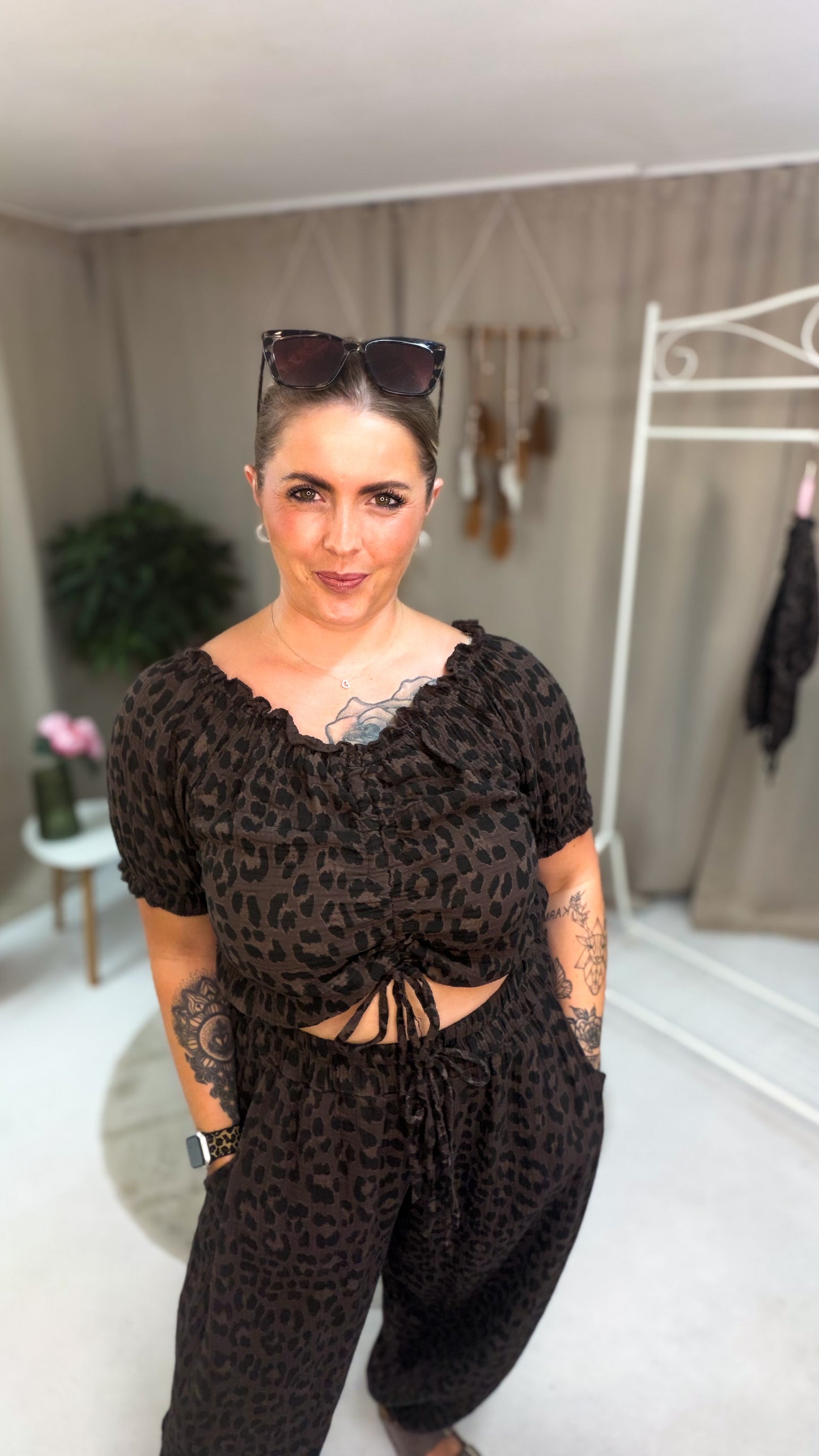 Musselin Bluse Kati im Leoprint