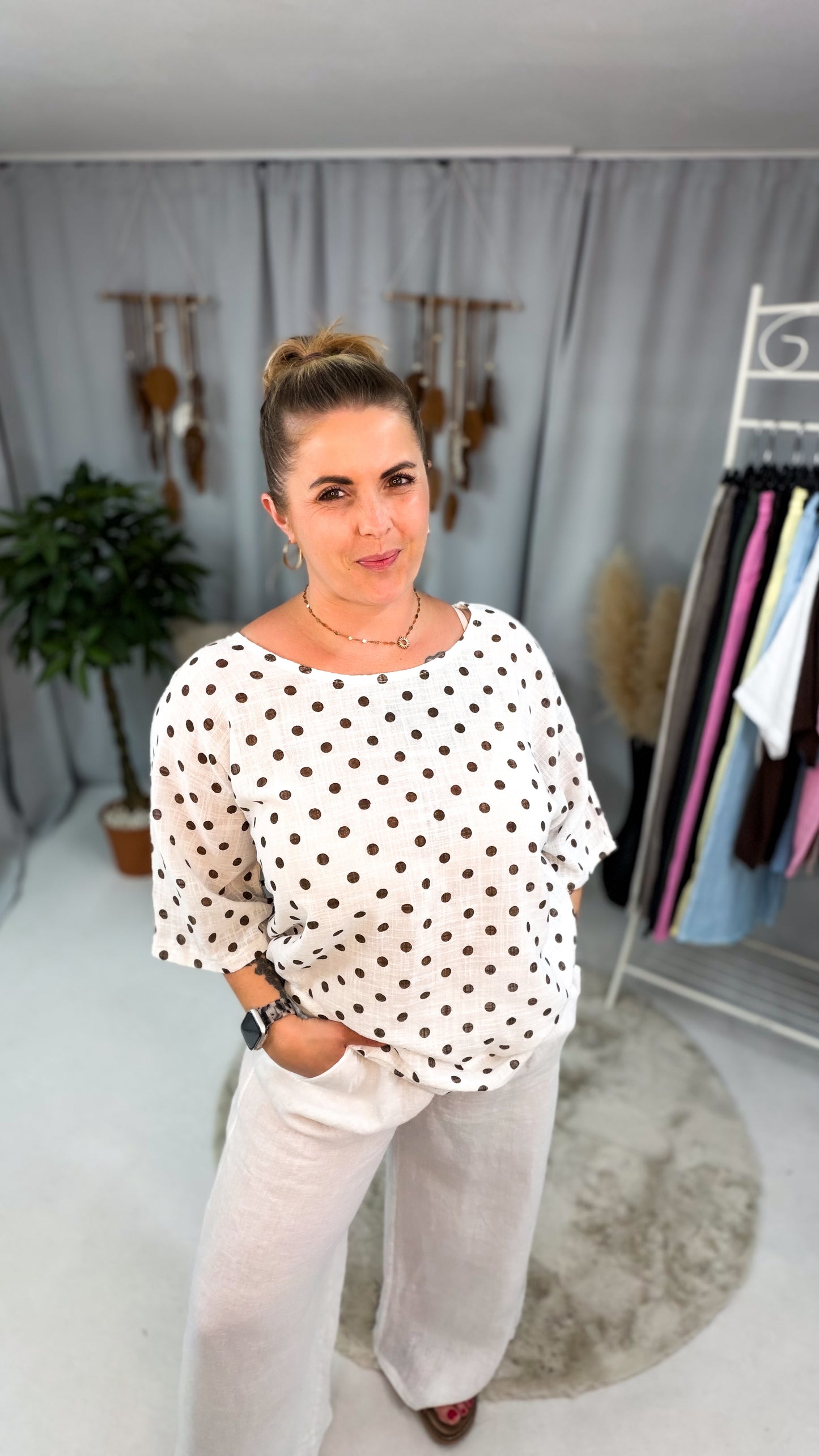Baumwolle Shirt mit Punkten (70237)