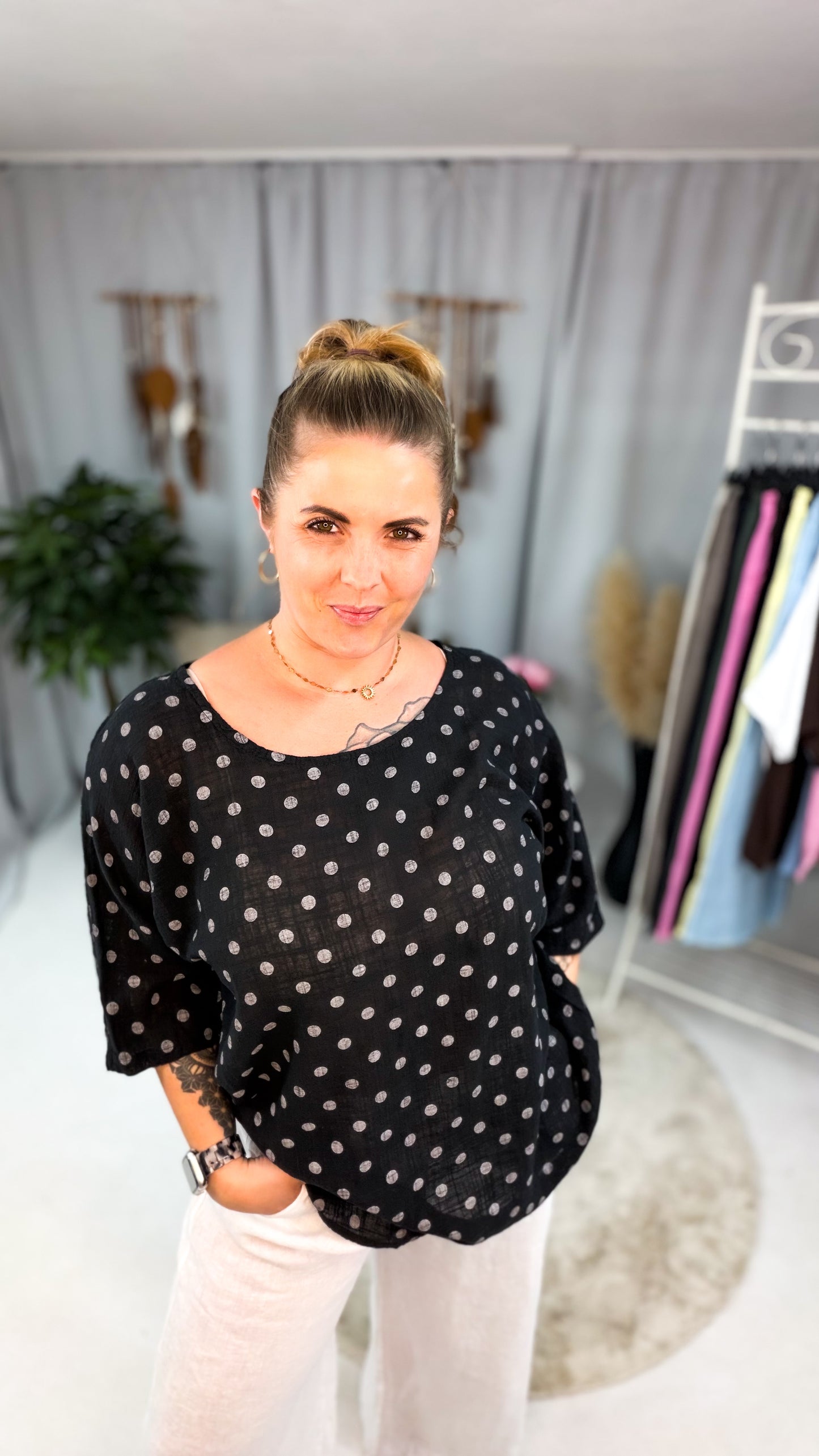 Baumwolle Shirt mit Punkten (70237)