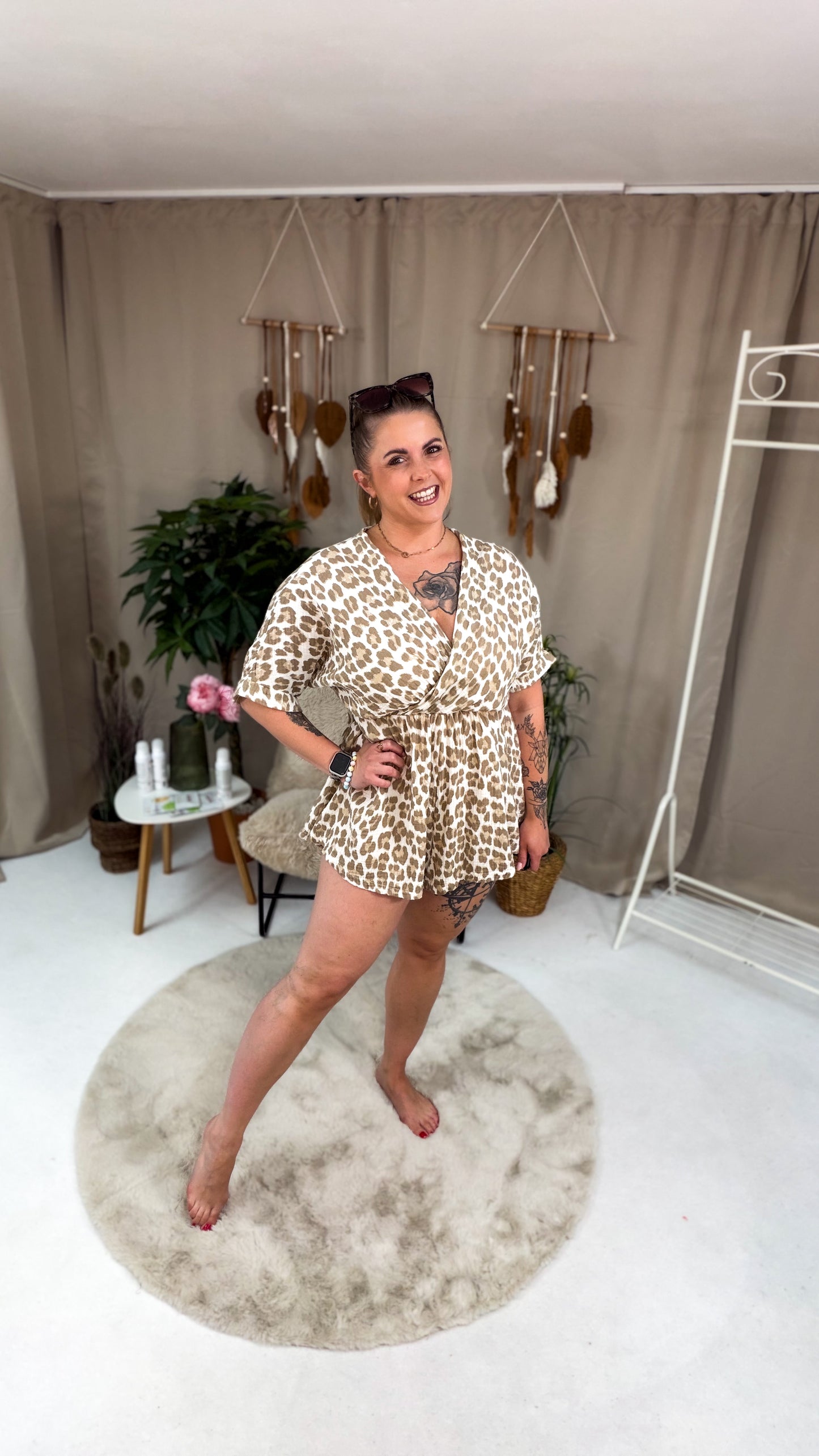 Musselin Jumpsuit im Leoprint
