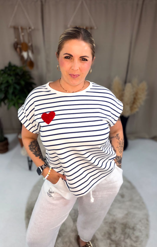 Shirt Maren - gestreift, mit Herz ( 70244)