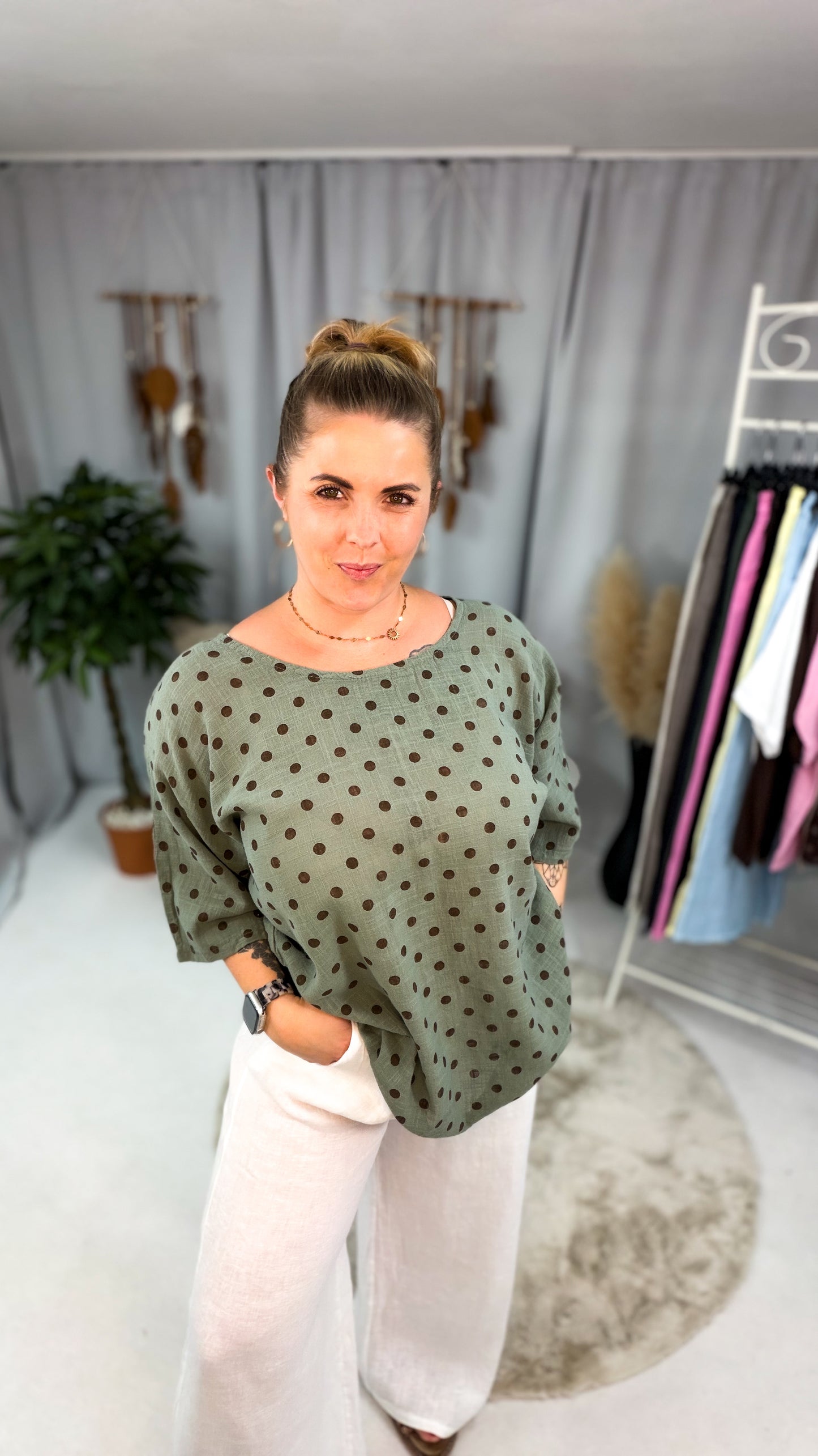 Baumwolle Shirt mit Punkten (70237)