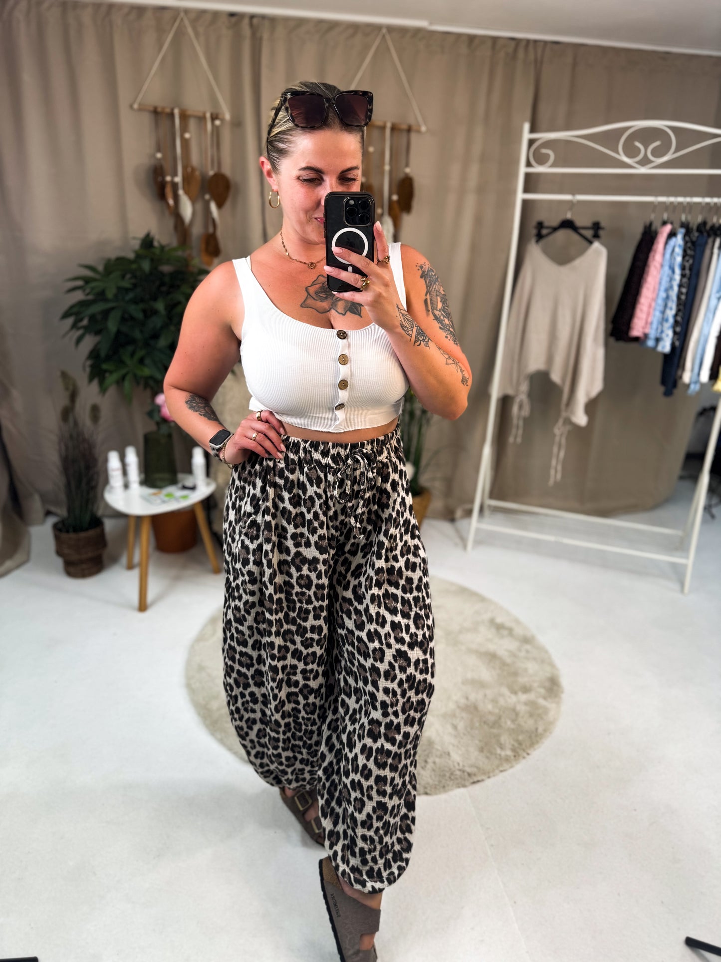 Musselin Pumphose im Leoprint 70284
