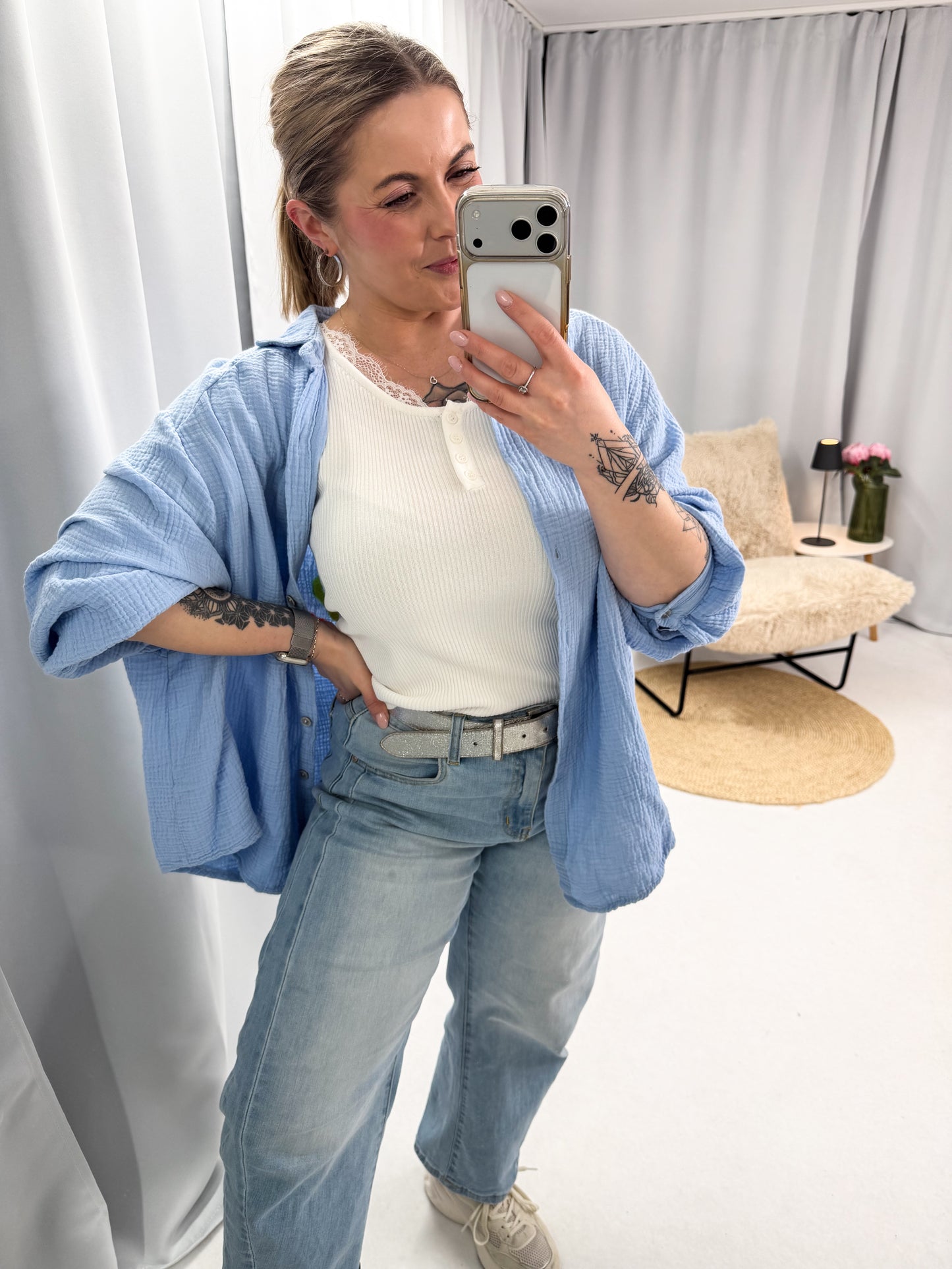 Musselin Bluse Good Vibes (70141)