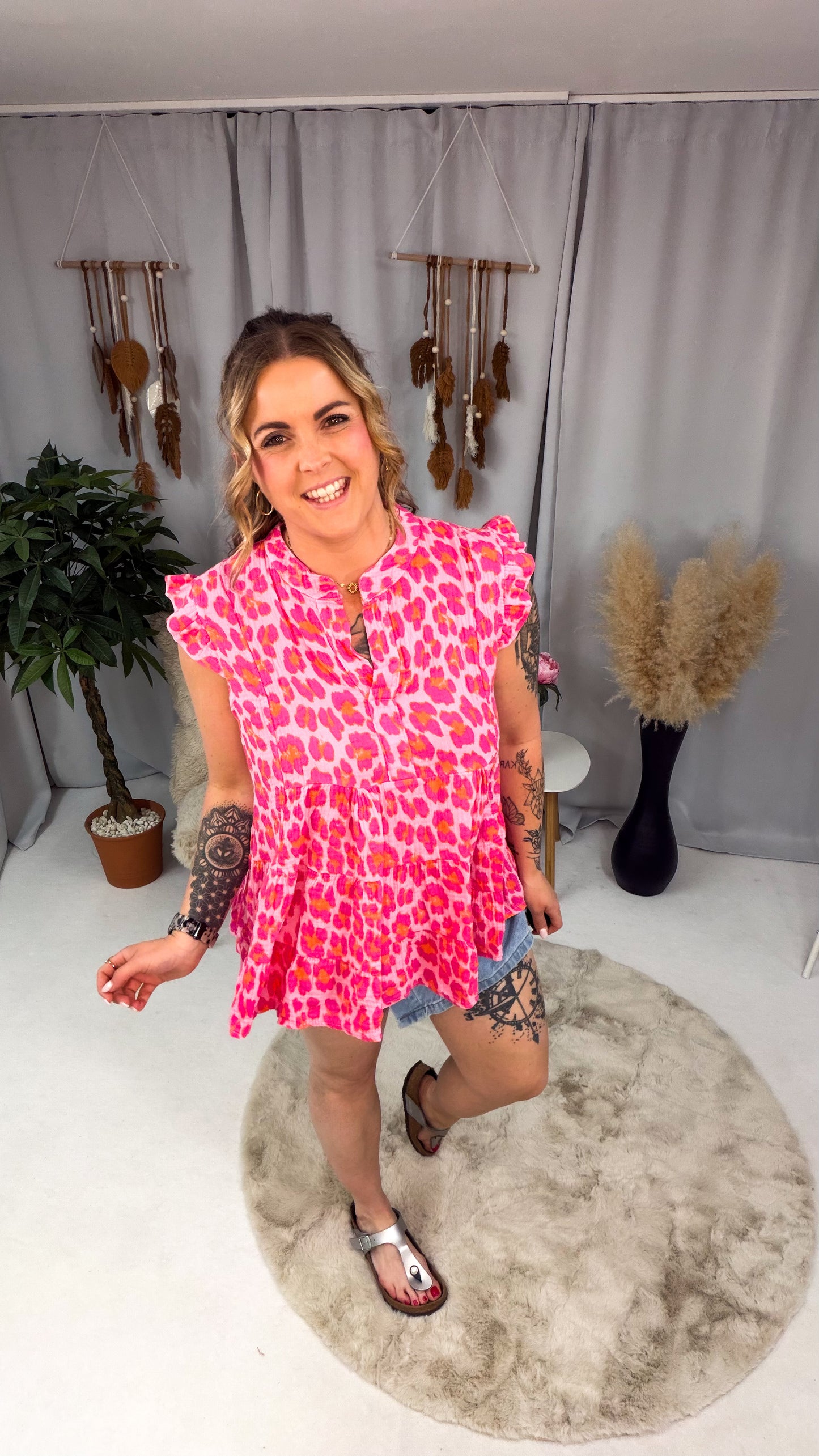 Musselin Bluse Jil im Leoprint (70226)