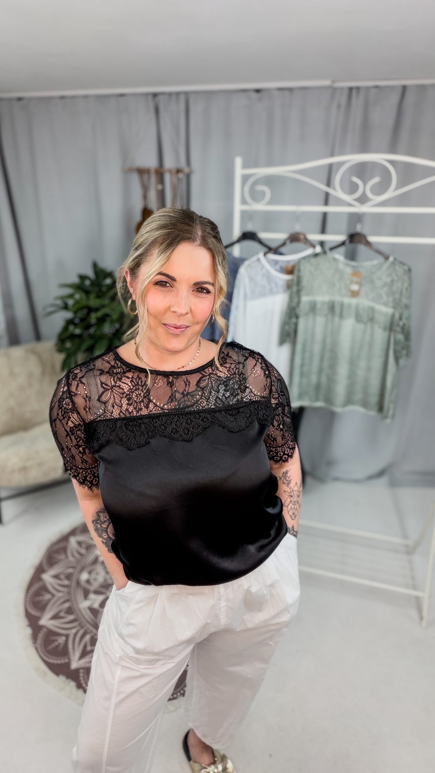 Bluse mit Spitzeneinsatz Claris (70175)