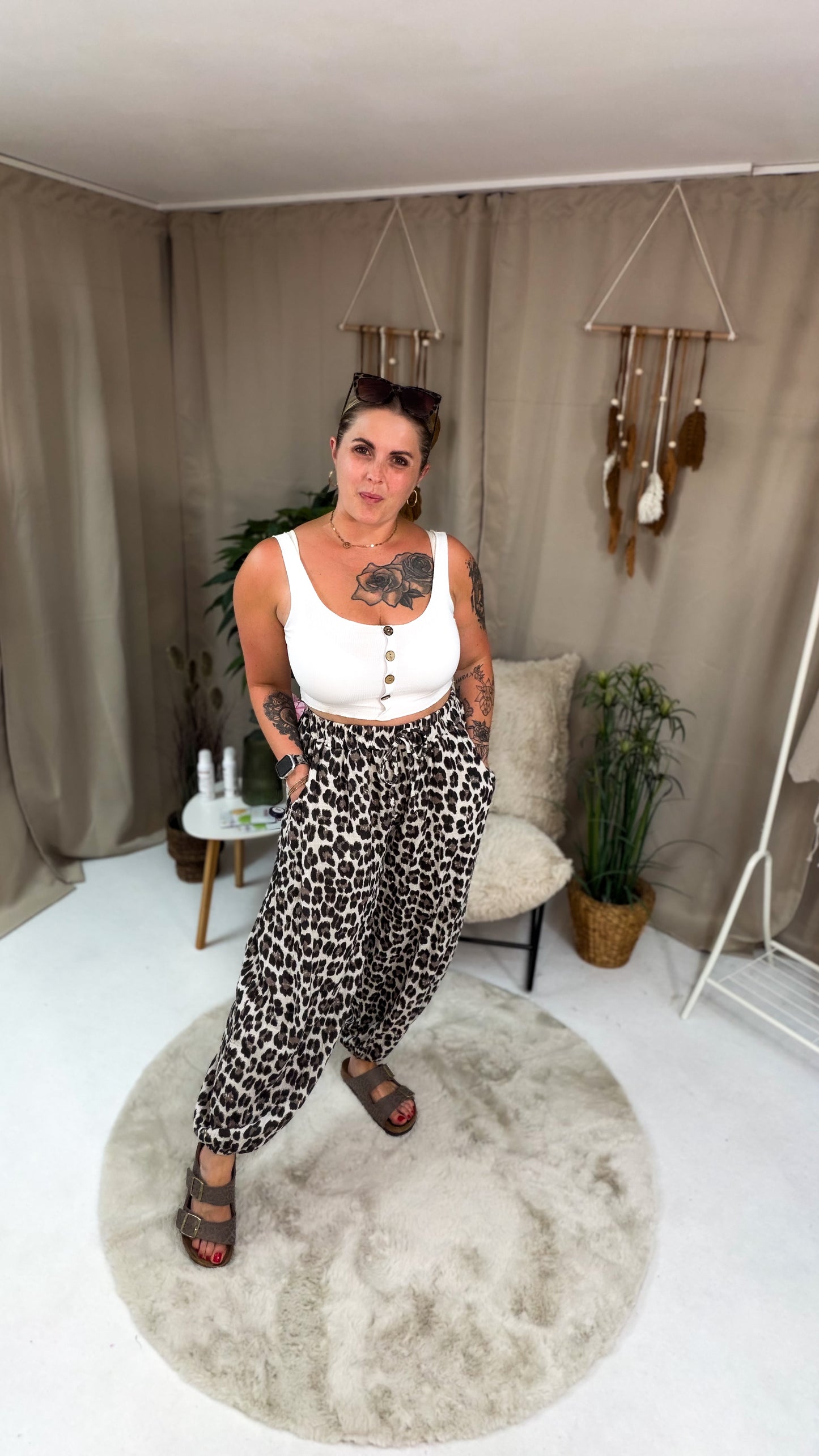 Musselin Pumphose im Leoprint 70284