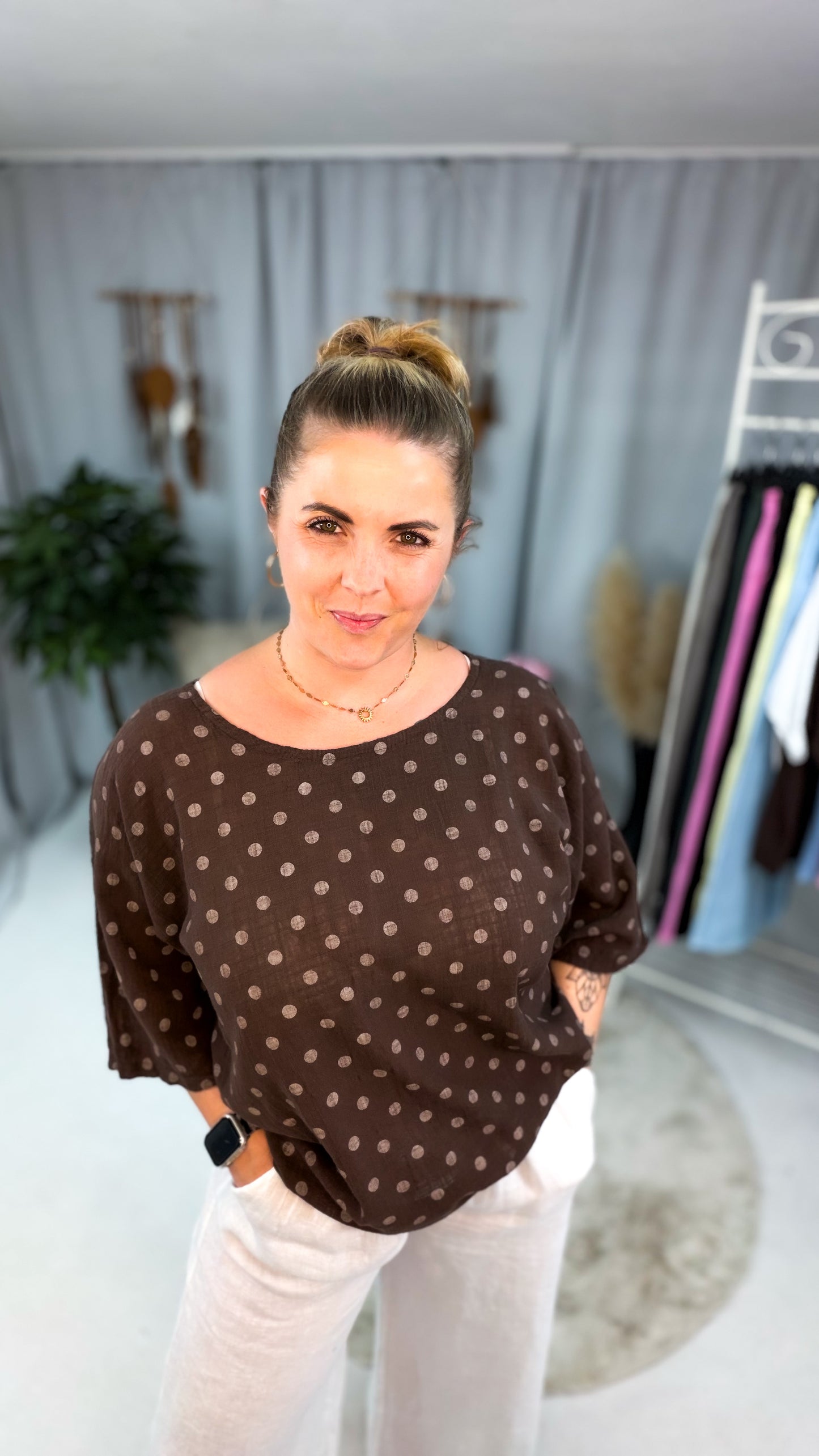 Baumwolle Shirt mit Punkten (70237)